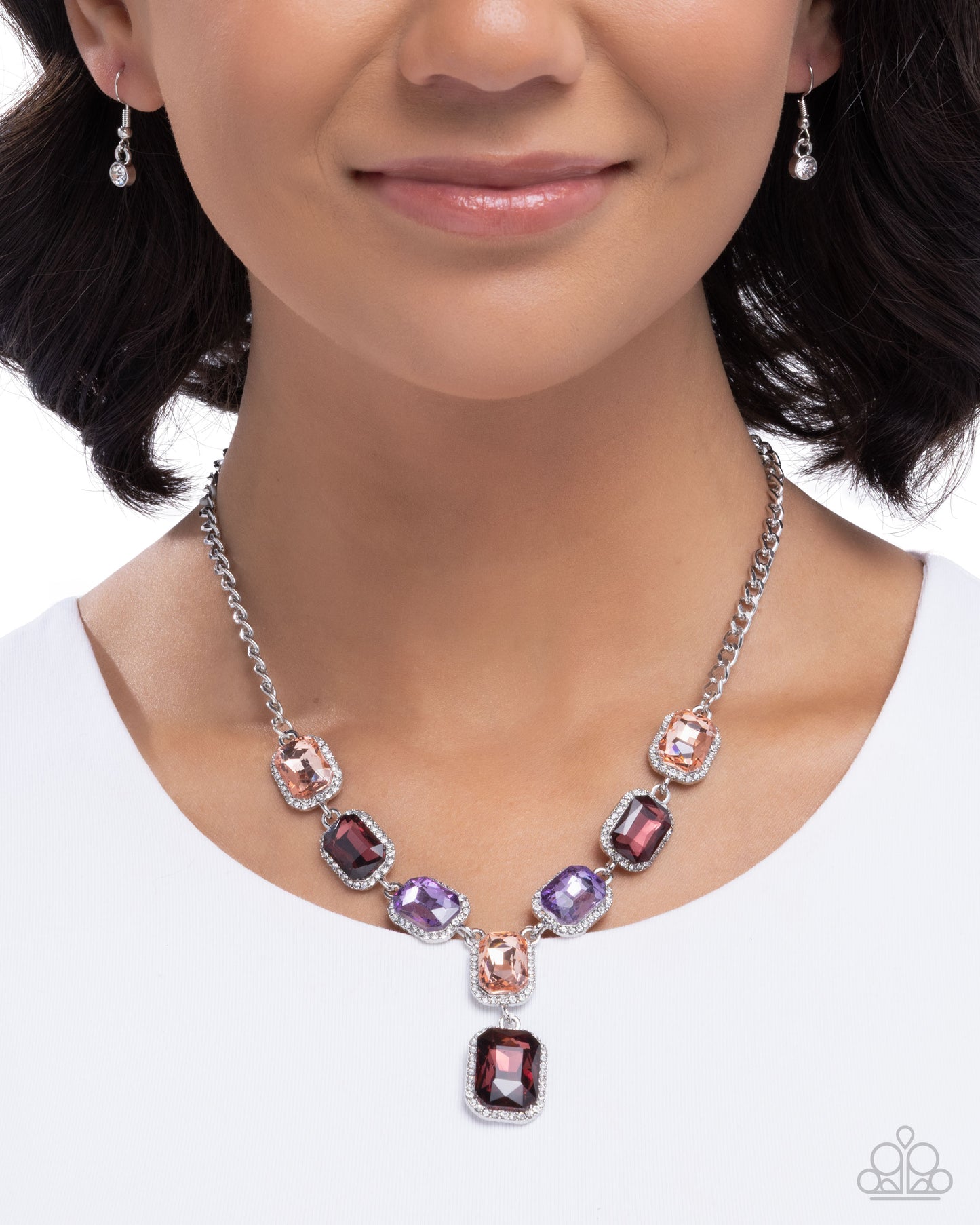 Chic Collision - Purple Rhinestone Necklace - Paparazzi Accessories