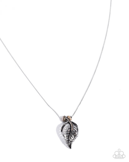 Leafy Limit - Multi Mixed Metal Leaf Pendant Necklace - Paparazzi Accessories
