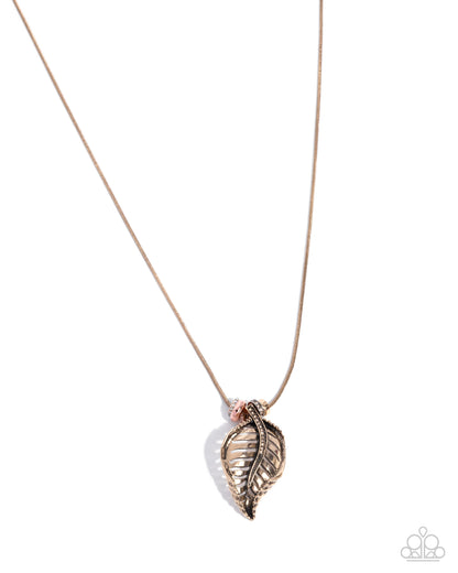 Leafy Limit - Gold and Copper Leaf Pendant Necklace - Paparazzi Accessories