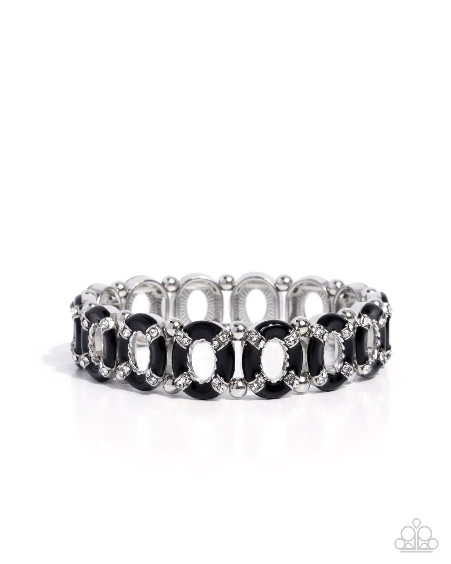 Adorable Armada - Black Rhinestone Bracelet - Paparazzi Accessories