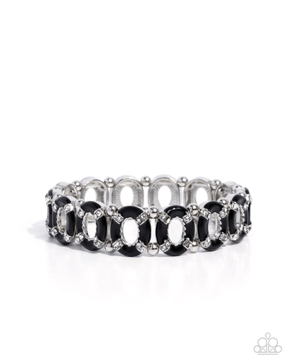 Adorable Armada - Black Rhinestone Bracelet - Paparazzi Accessories