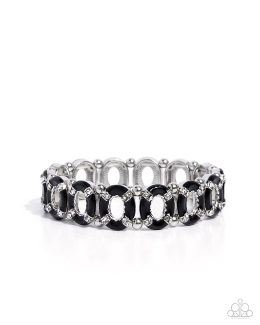 Adorable Armada - Black Rhinestone Bracelet - Paparazzi Accessories