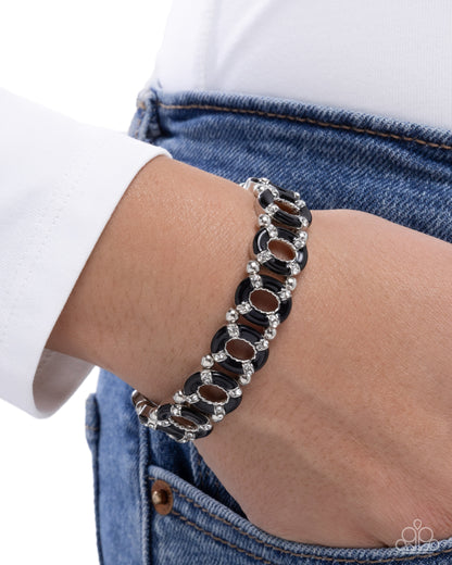 Adorable Armada - Black Rhinestone Bracelet - Paparazzi Accessories