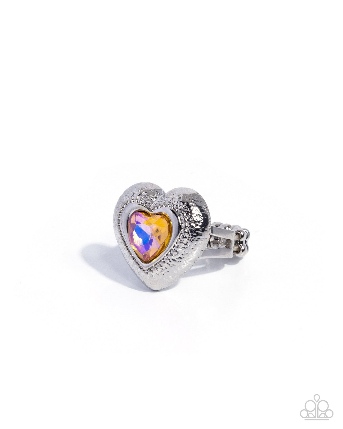 Heartfelt History - Yellow Rhinestone Heart Ring - Paparazzi Accessories
