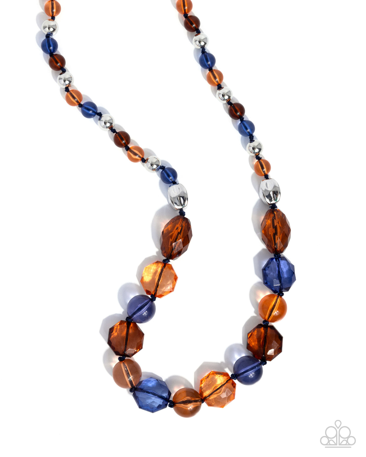 Smooth Shape - Blue, Orange and Brown Beaded Necklace - Paparazzi Accessories