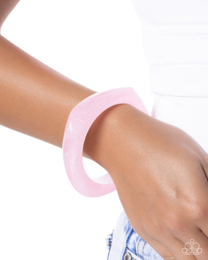 Marbled Mobility - Pink Acrylic Bangle Bracelet - Paparazzi Accessories