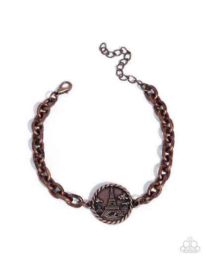 French Class - Copper Pendant Bracelte - Paparazzi Accessories