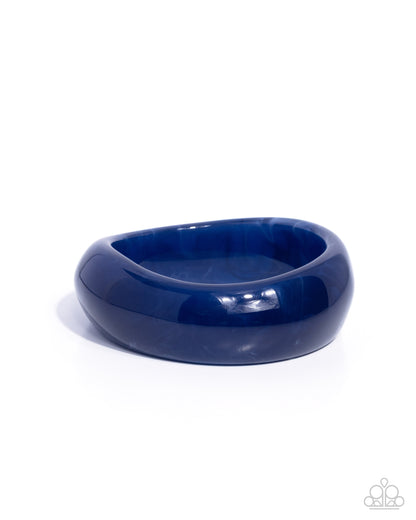 Modest Mirage - Blue Swirled Acrylic Bangle Bracelet - Paparazzi Accessories