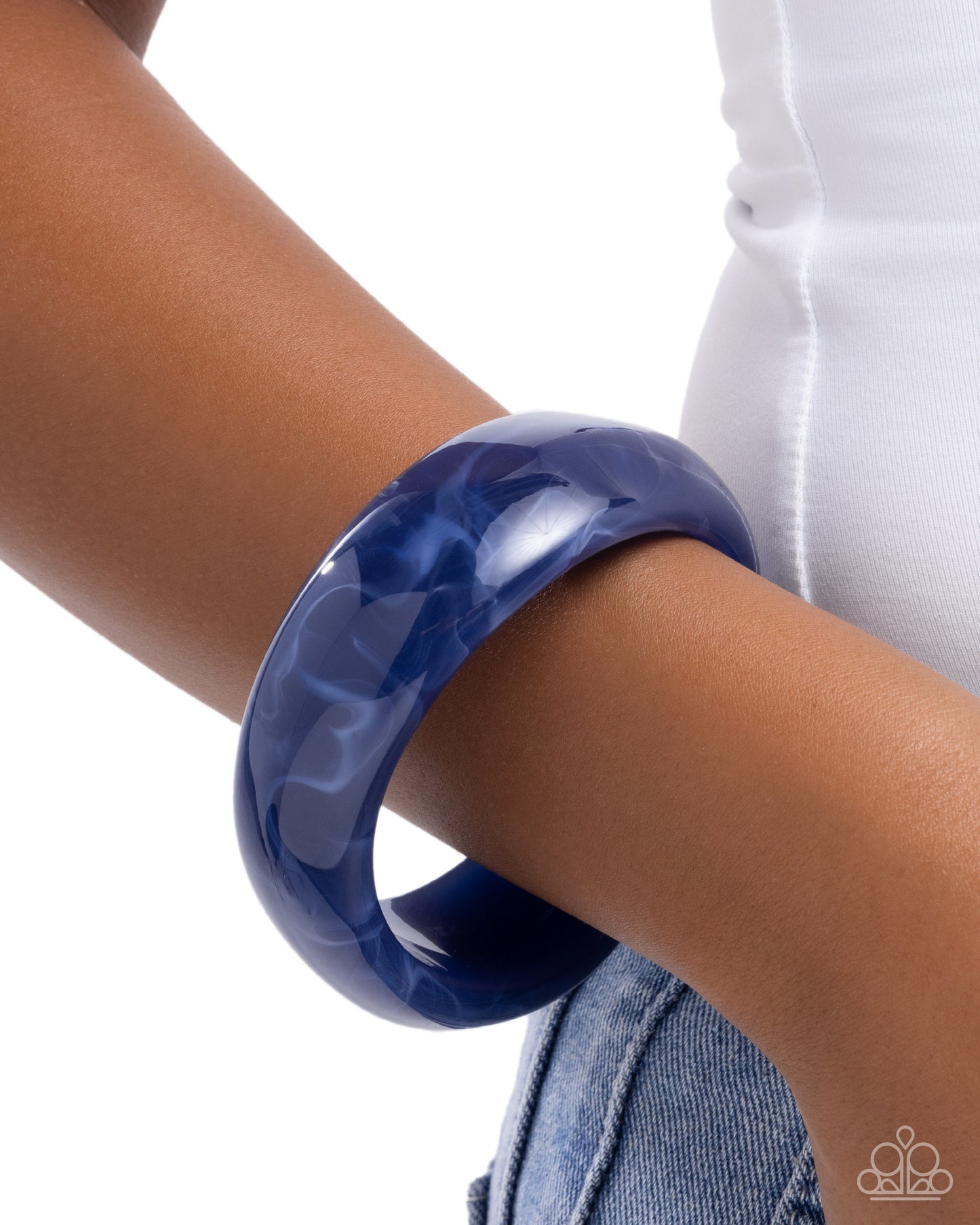Modest Mirage - Blue Swirled Acrylic Bangle Bracelet - Paparazzi Accessories