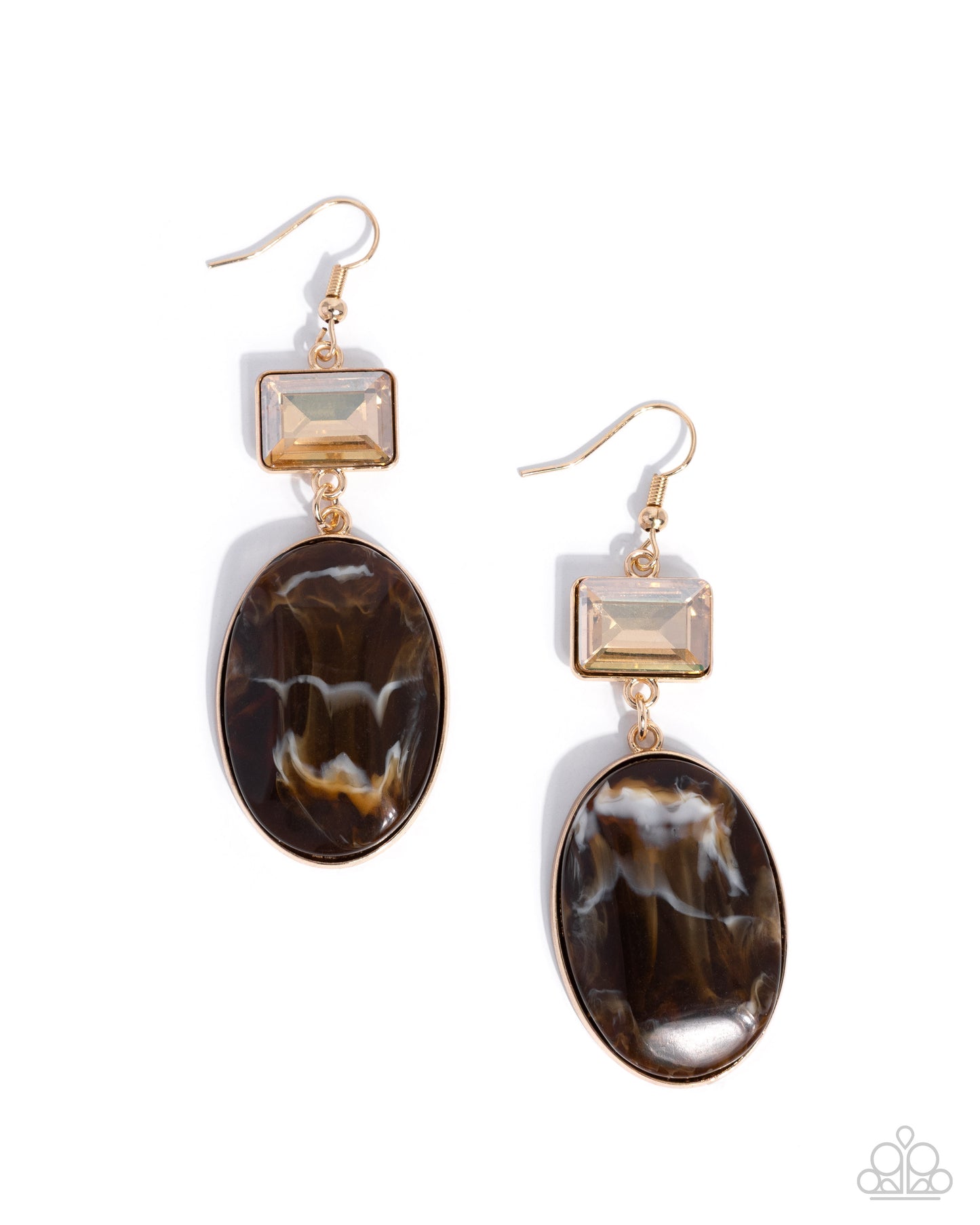Saturated Swirls - Brown and Gold Fishhook Back Earrings - Paparazzi Accessories