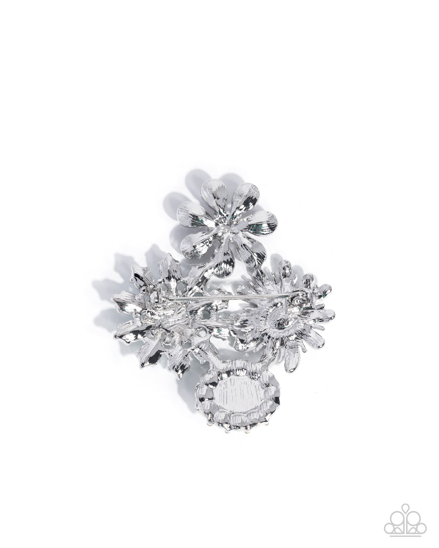 Bustling Bouquet - Multi Rhinestone & Pearl Flower Brooch - Paparazzi Accessories
