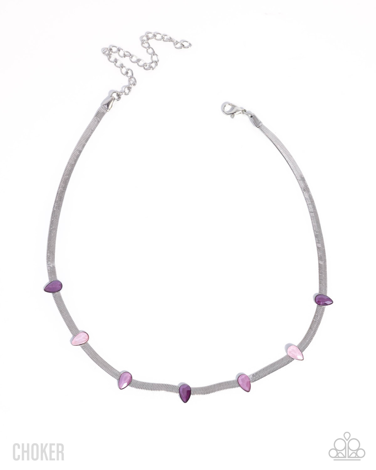 Drawing Attention - Purple Rhinestone, Silver Necklace - Paparazzi Accessories