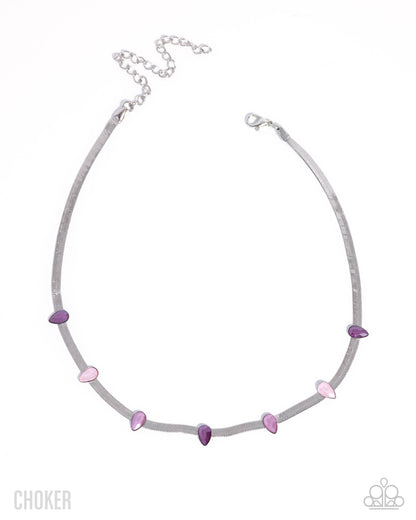 Drawing Attention - Purple Rhinestone, Silver Necklace - Paparazzi Accessories