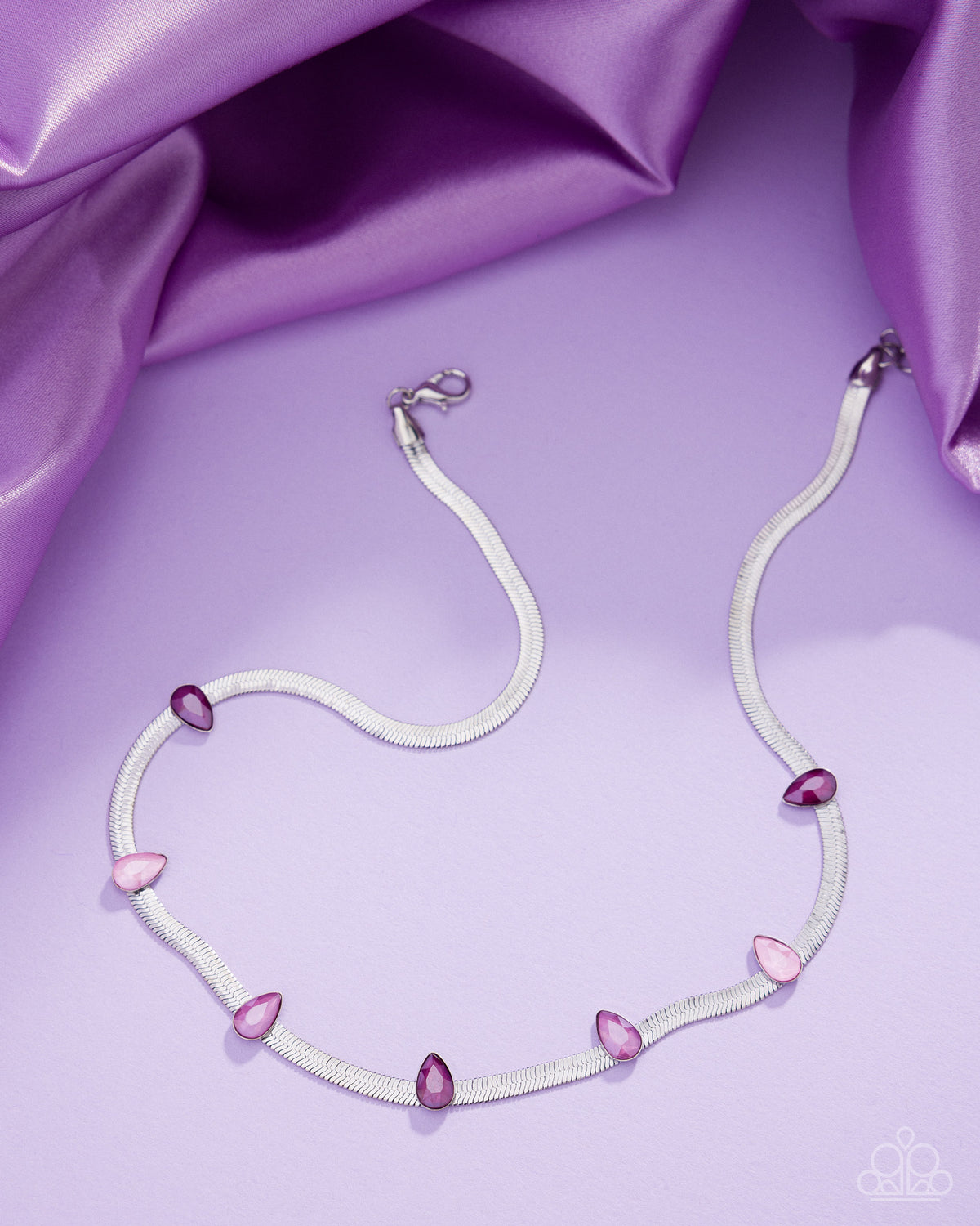 Drawing Attention - Purple Rhinestone, Silver Necklace - Paparazzi Accessories