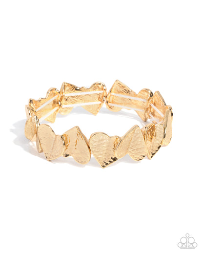 Swoon-Worthy Shimmer - Gold Heart Stretchy Bracelet - Paparazzi Accessories