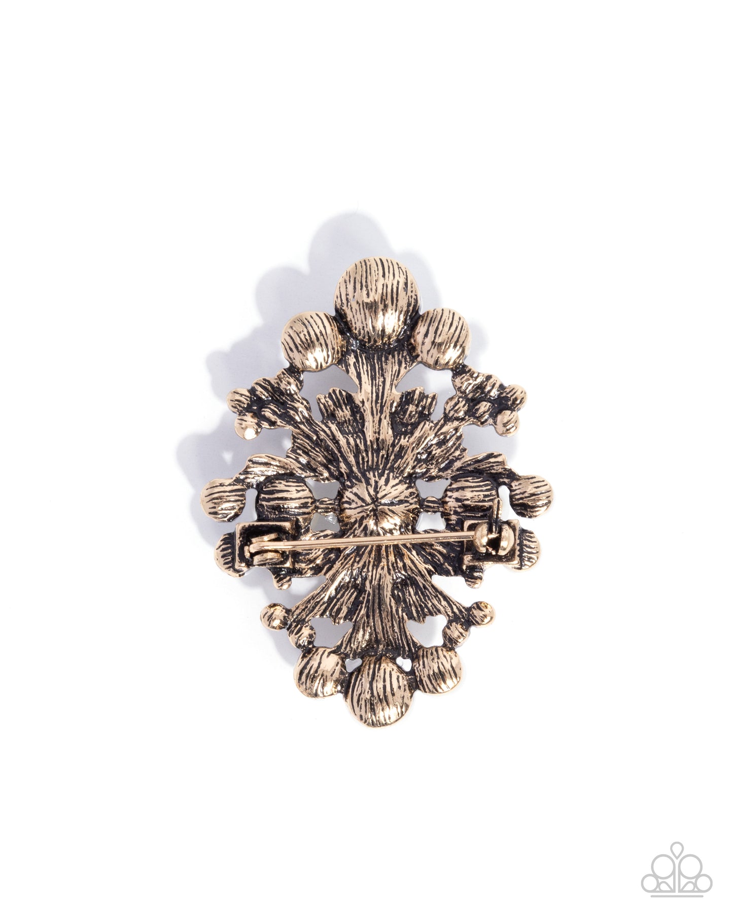 Peaceful Polish - Gold, Pearl, & White Rhinestone Brooch - Paparazzi Accessories