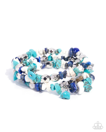 Santa Fe Surrender - Blue Turquoise & Lapis Stone Coil Bracelet - Paparazzi Accessories