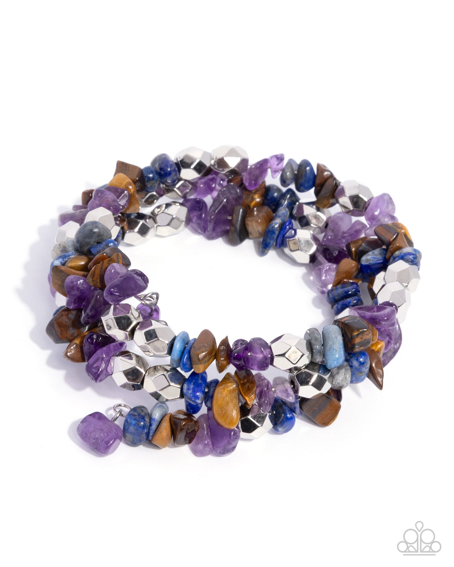 Santa Fe Surrender - Purple Stone Memory Coil Bracelet - Paparazzi Accessories