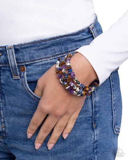 Santa Fe Surrender - Purple Stone Memory Coil Bracelet - Paparazzi Accessories
