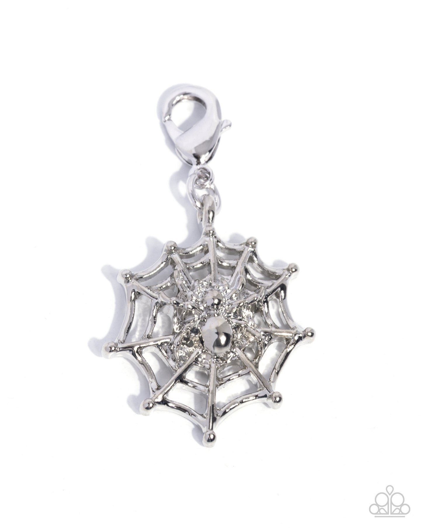 Spiderweb Selfie - Silver Rhodium Dipped Spiderweb Charm - Papaprazzi Accessories