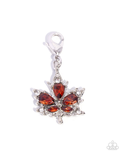 Autumnal Allegiance - Brown - Rhodium Dipped Charm - Paparazzi Accessories