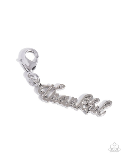 Tastefully Thankful - Silver - Rhodium Dipped Charm - Paparazzi Accessories