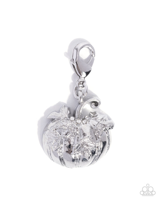 Pumpkin Pledge - Silver - Rhodium Dipped Charm - Paparazzi Accessories