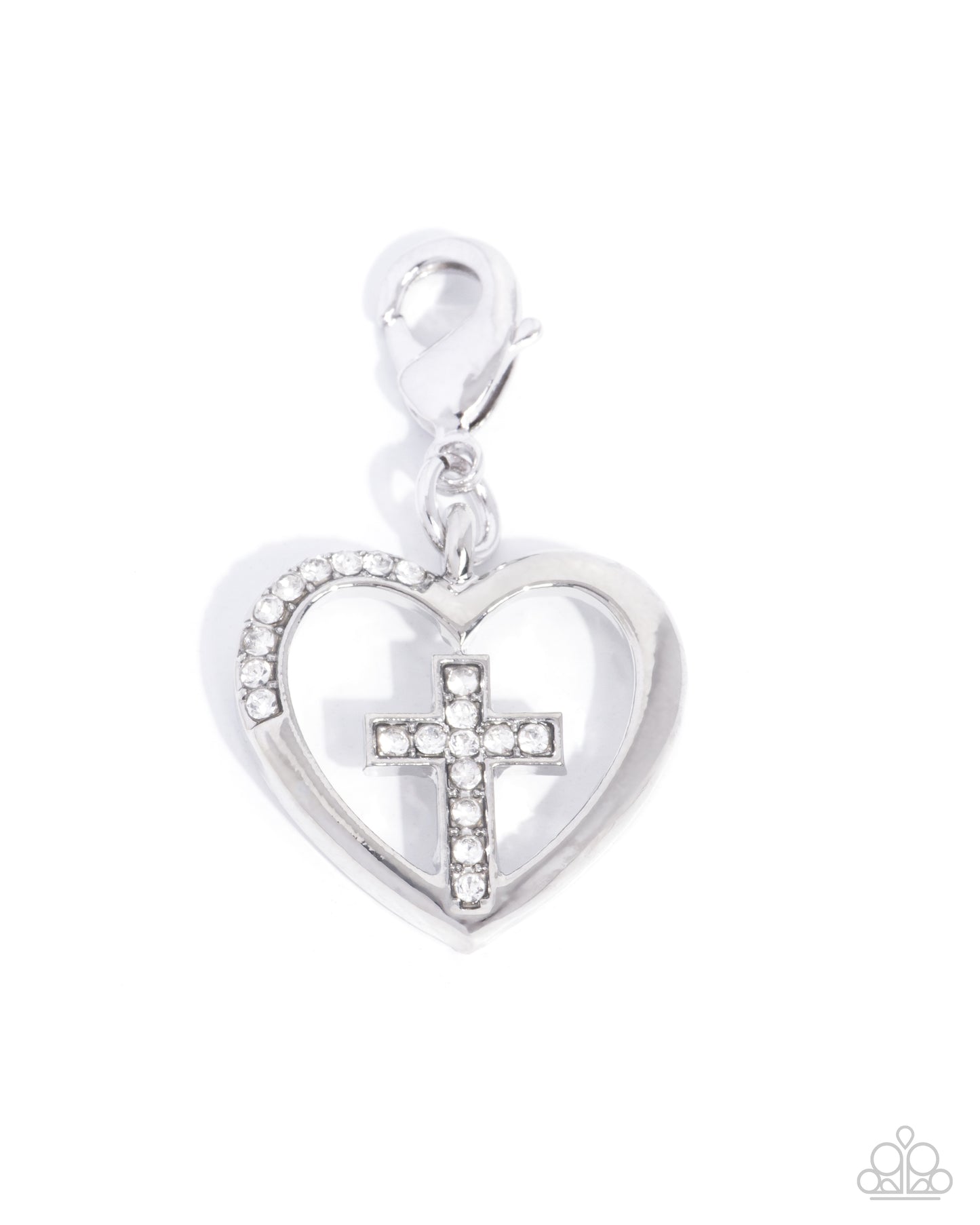 Christian Charisma - White Rhinestone Rhodium Charm - Paparazzi Accessories