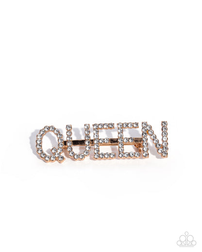 Queen Behavior - Gold "Queen" brooch - Paparazzi Accessories