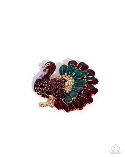 Thanksgiving Tenure - Multi Turkey Brooch - Paparazzi Accessories