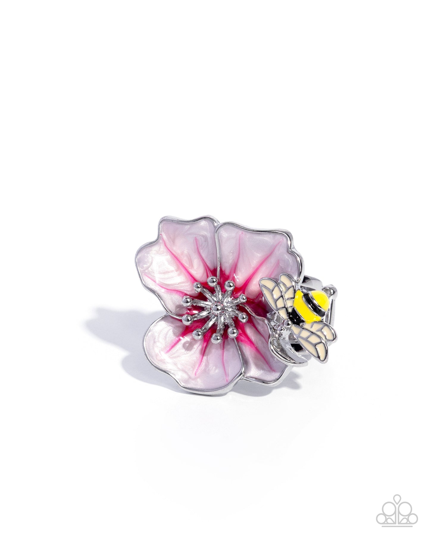 Introspective Icon - Pink Flower Ring - Paparazzi Accessories