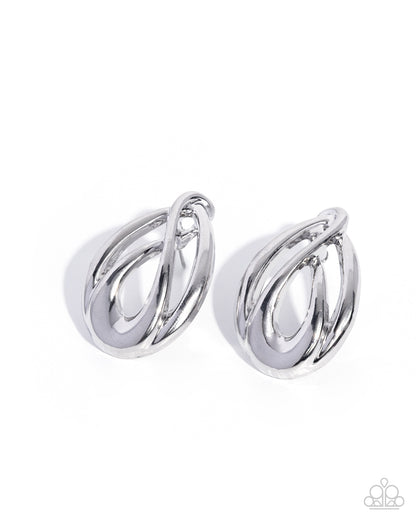 Sturdy Sheen - Silver Earrings - Paparazzi Accessories