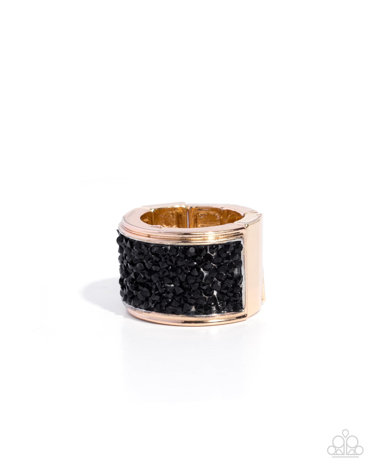 Assertive Audience - Black Druzy, Gold Urban Mens Ring - Paparazzi Accessories