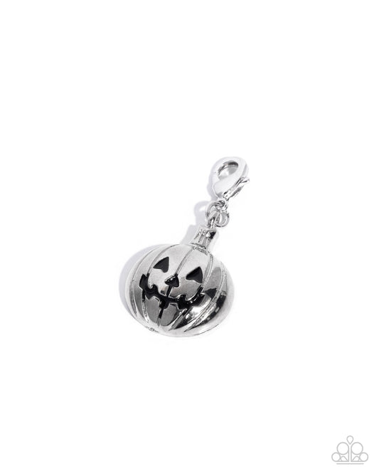 Adorable Apparition - Silver Rhodium Dipped Jack-O-Lanter Charm - Paparazzi Accessories