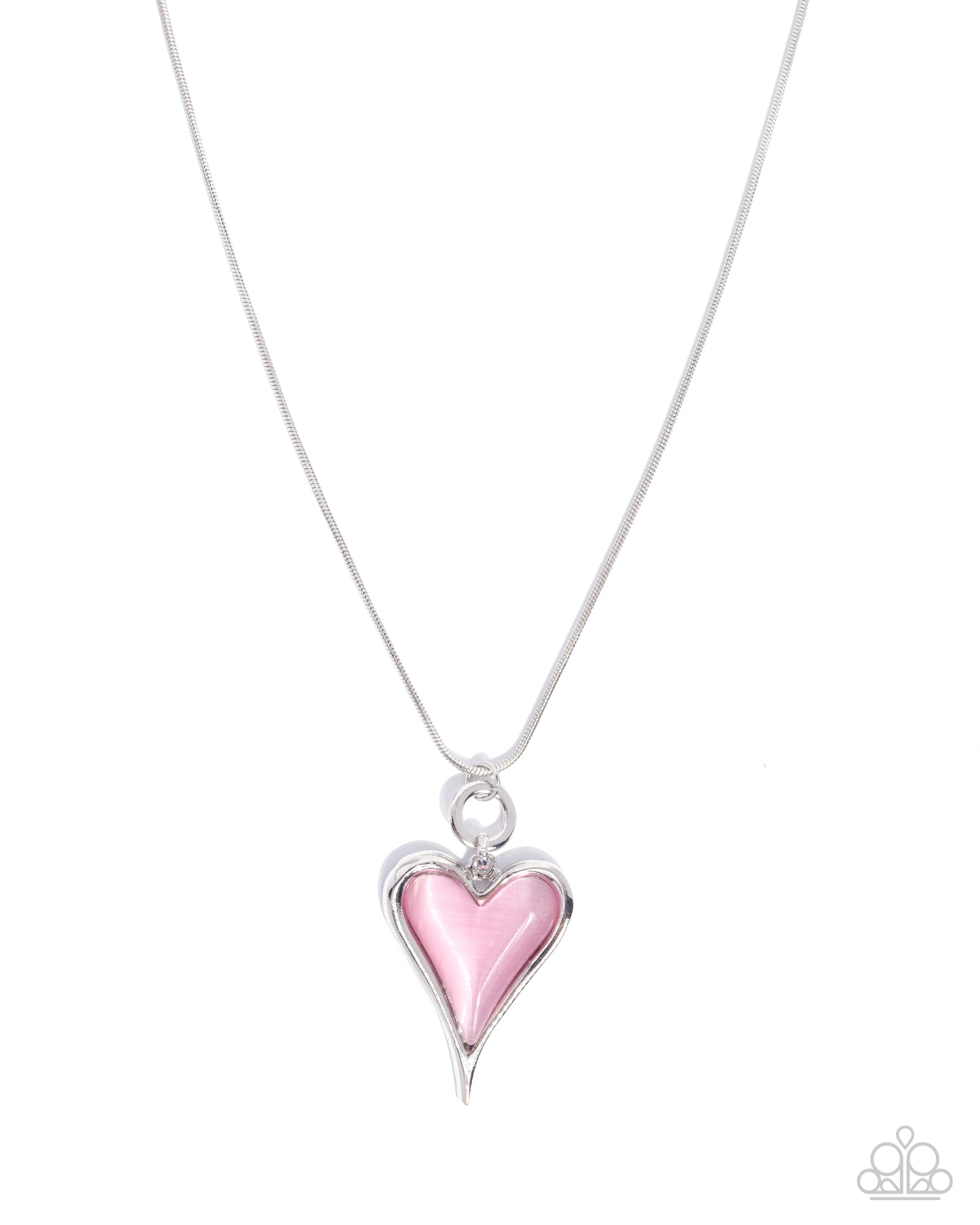 Romantic Renewal - Pink Heart, Silver Necklace - Paparazzi Accessories