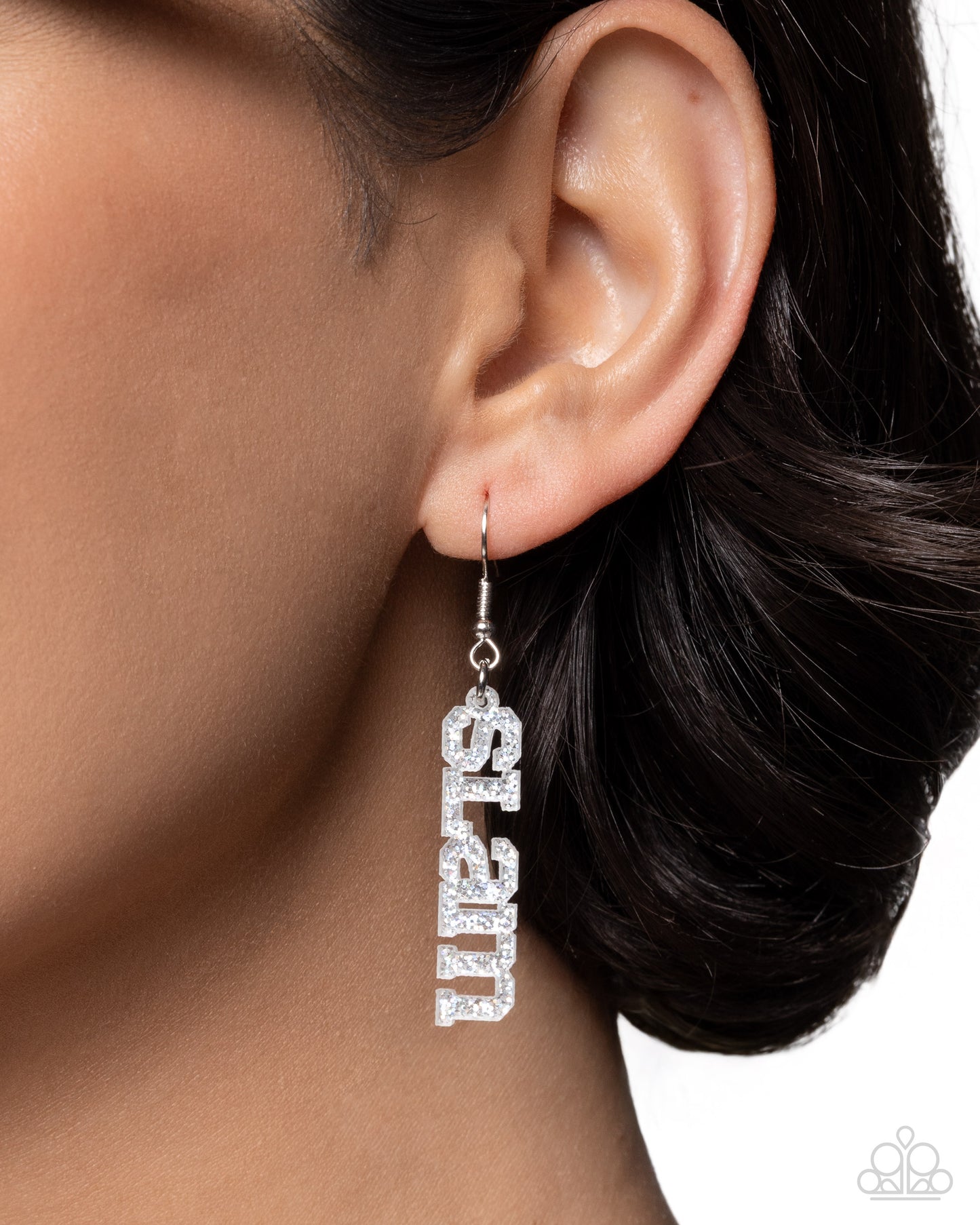 Slam Dunk Statement - Silver Acrylic Earrings - Paparazzi Accessories