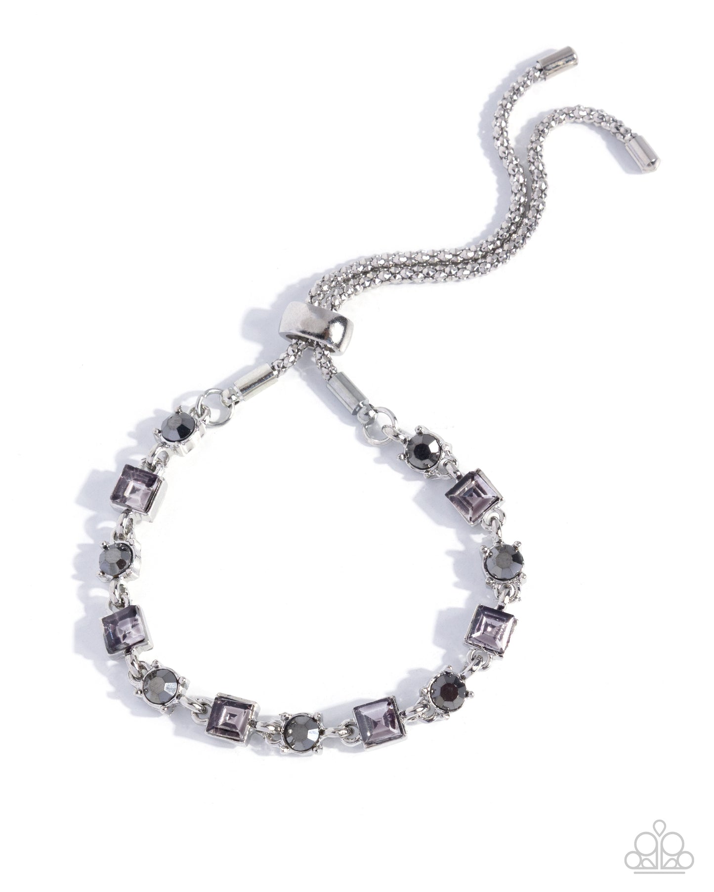 Checking for Chic - Silver with Smokey Grey, Hematite Rhinestone Bracelet - Paparazzi Accessories