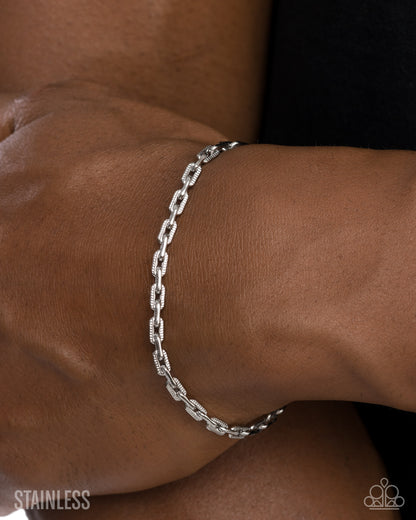 Trailblazing Tourist - Silver Stainless Steel Bracelet - Paparazzi Accessories