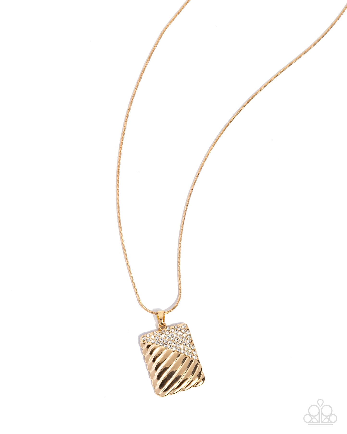 Dazzling Discord - Gold Pendant, White Rhinestone Necklace - Paparazzi Accessories