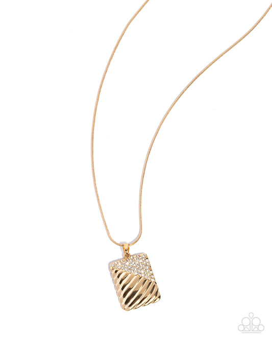 Dazzling Discord - Gold Pendant, White Rhinestone Necklace - Paparazzi Accessories