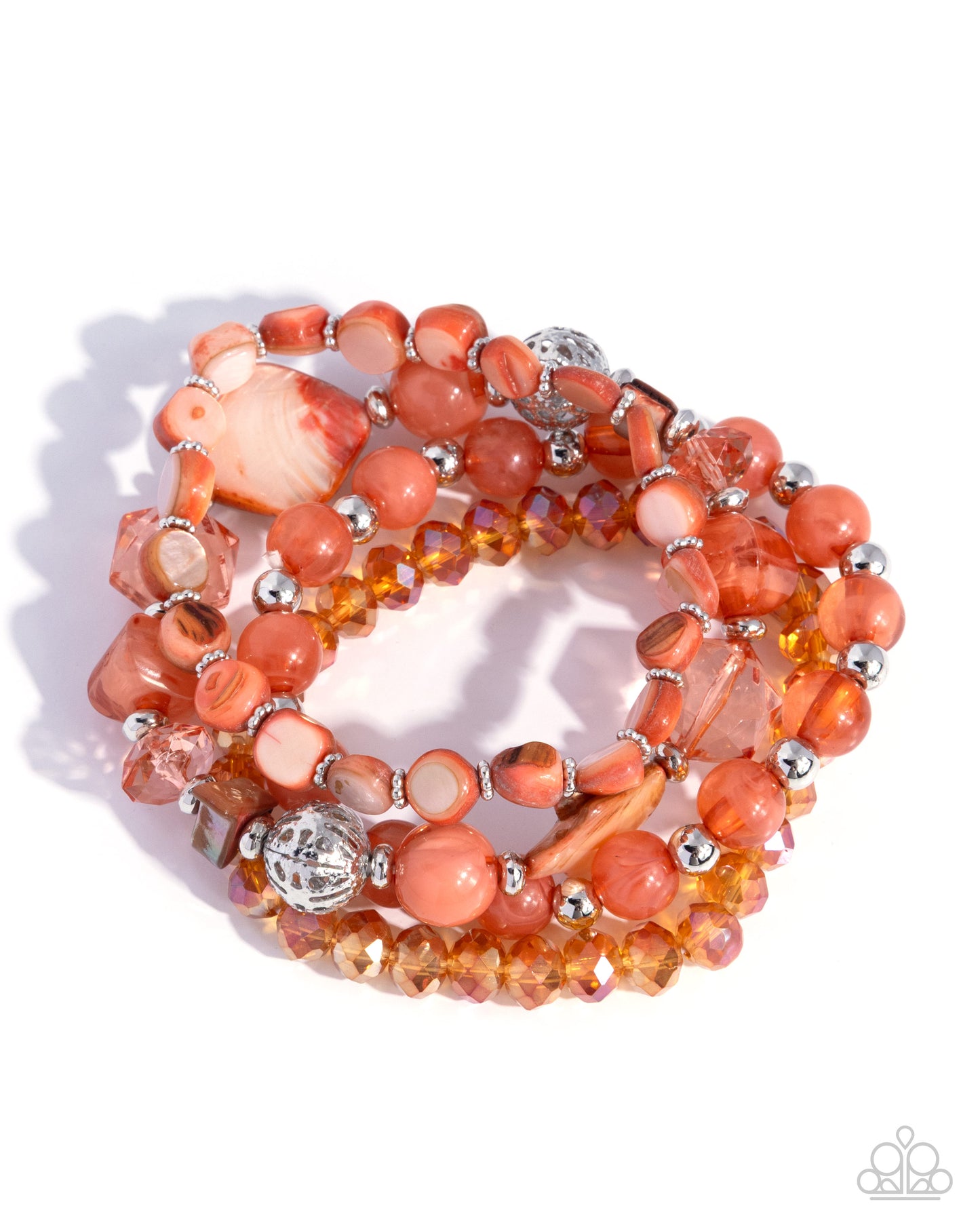 Thriving Tapestry - Orange Beaded Stretchy Bracelet - Paparazzi Accessories