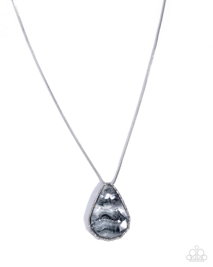 Adorably Artistic - Black, Grey and White Hammered Pendant Necklace - Paparazzi Accessories