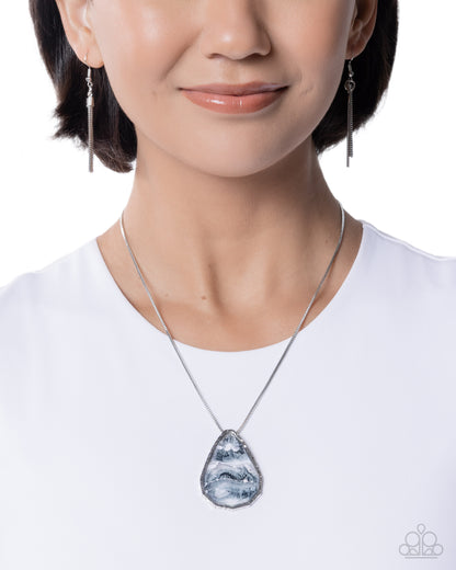 Adorably Artistic - Black, Grey and White Hammered Pendant Necklace - Paparazzi Accessories