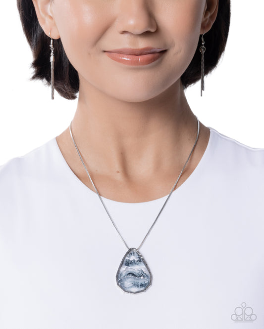 Adorably Artistic - Black, Grey and White Hammered Pendant Necklace - Paparazzi Accessories