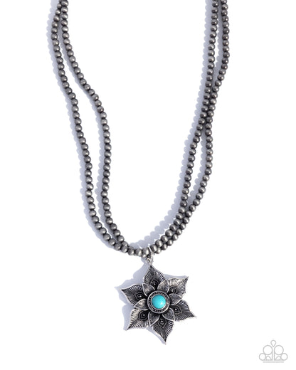 Santa Fe Socialite - Blue Turquoise, Silver Necklace - Paparazzi Accessories