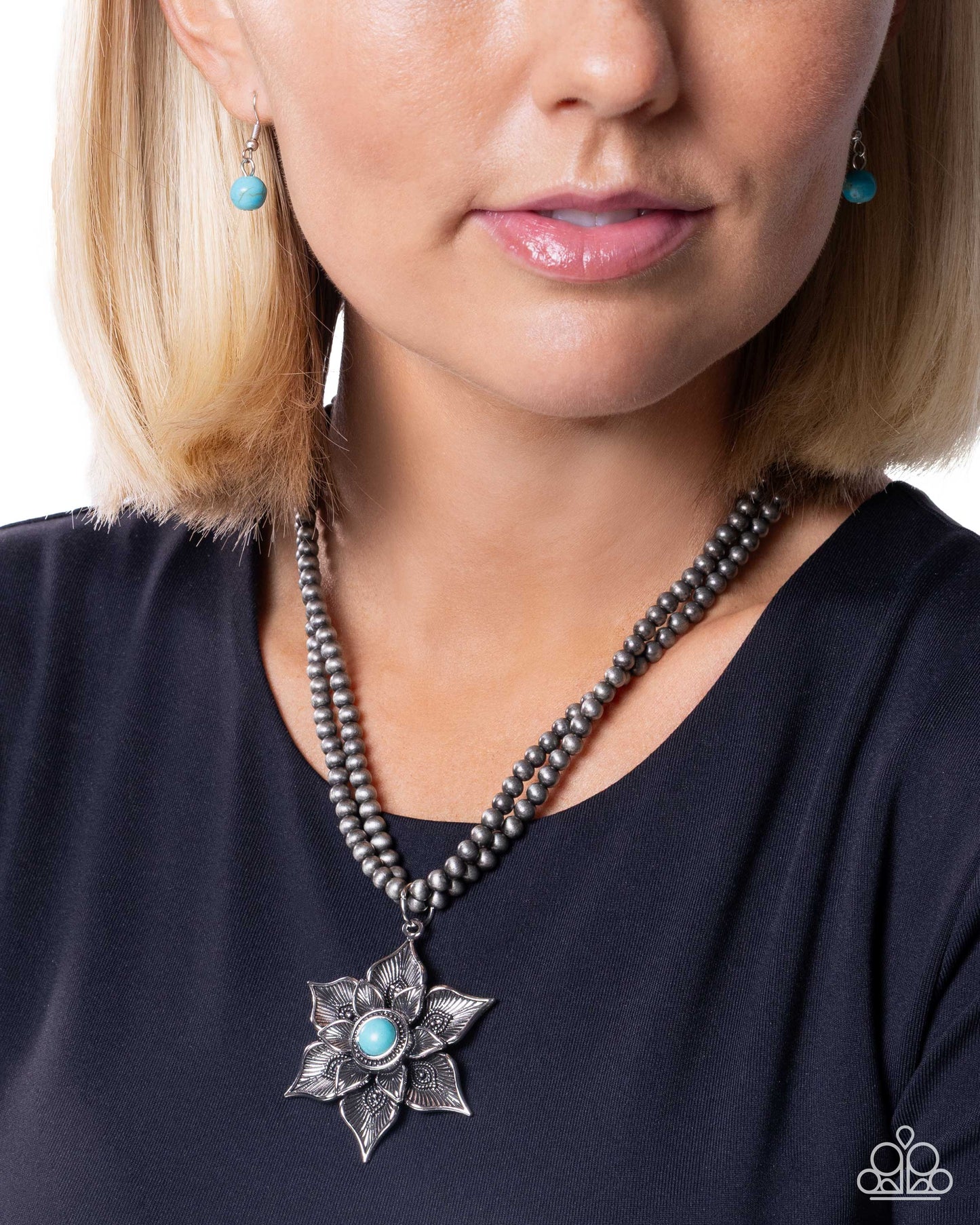 Santa Fe Socialite - Blue Turquoise, Silver Necklace - Paparazzi Accessories