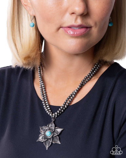 Santa Fe Socialite - Blue Turquoise, Silver Necklace - Paparazzi Accessories