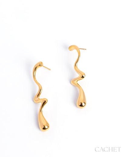 CACHET - "Ripple" - 18K Gold Plated Post Earrings