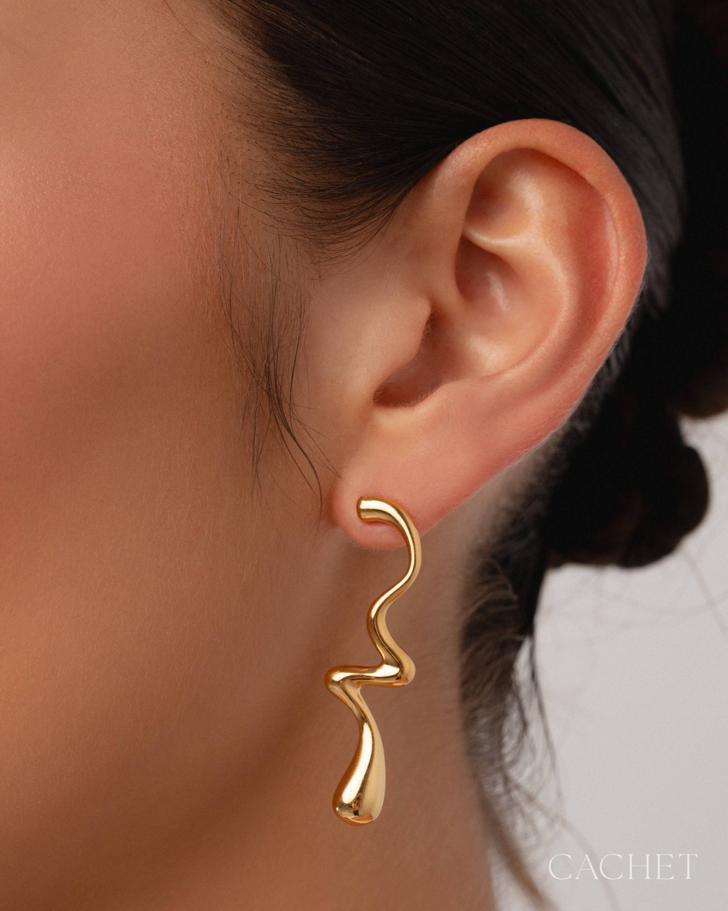 CACHET - "Ripple" - 18K Gold Plated Post Earrings