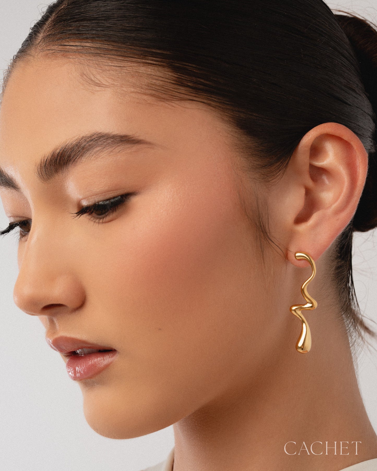 CACHET - "Ripple" - 18K Gold Plated Post Earrings
